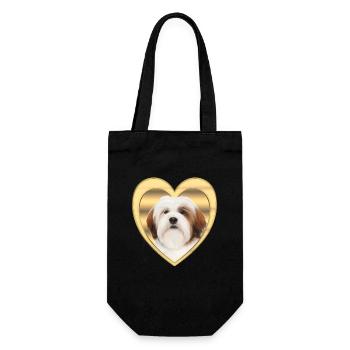 Lhasa Apso - Hundeliebhaber - Hunde Herz - Geschenkbeutel für Flaschen - Schwarz - Vorne