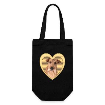 Irish Terrier - Hundeliebhaber - Hunde Herz - Geschenkbeutel für Flaschen - Schwarz - Vorne