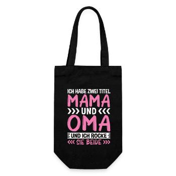Mama und Oma - Geschenkbeutel für Flaschen - Schwarz - Vorne