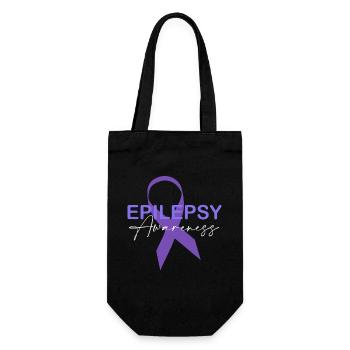 Epilepsy Awareness Purple Ribbon - Gift Bag for Bottles - black - Front