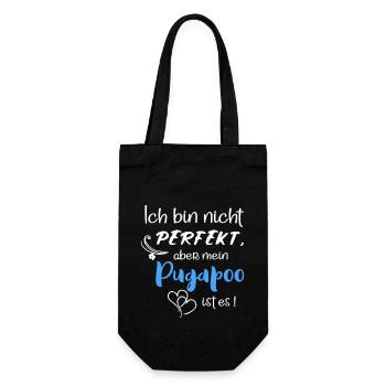 Perfekter Pugapoo - Pudel Mops Mix - Geschenkbeutel für Flaschen - Schwarz - Vorne