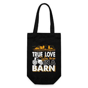 Farmer Farmer True Love Was Born In A Barn - Gift Bag for Bottles - black - Front