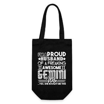 Gemini Proud Husband Of Awesome Gemini Wife - Gift Bag for Bottles - black - Front