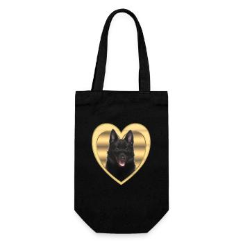 Schipperke - Hundeliebhaber - Hunde Herz - Geschenkbeutel für Flaschen - Schwarz - Vorne