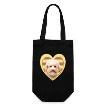 Zwergpudel - Hundeliebhaber - Hunde Herz - Geschenkbeutel für Flaschen - Schwarz - Vorne