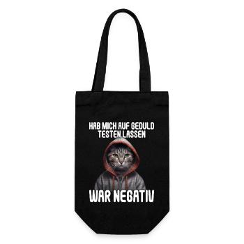 Hab mich auf Geduld testen lassen war bin negativ - Geschenkbeutel für Flaschen - Schwarz - Vorne