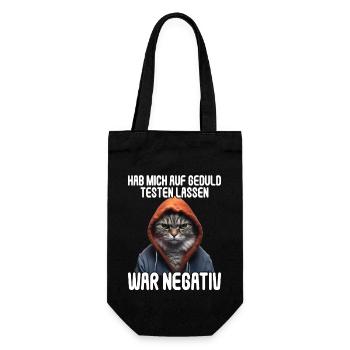 Hab mich auf Geduld testen lassen war bin negativ - Geschenkbeutel für Flaschen - Schwarz - Vorne