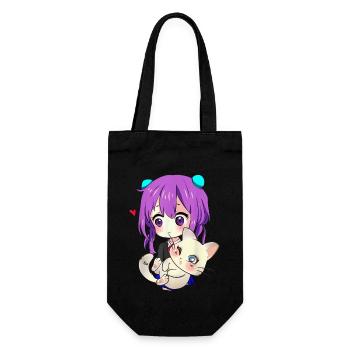 Anime und Katzen Liebhaber für n Manga kawaii Grafik - Geschenkbeutel für Flaschen - Schwarz - Vorne