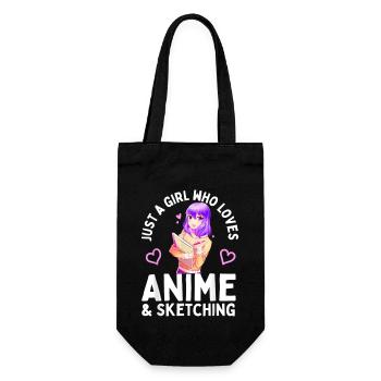 Anime und Skizzieren Nur ein Mädchen, das Anime liebt - Geschenkbeutel für Flaschen - Schwarz - Vorne