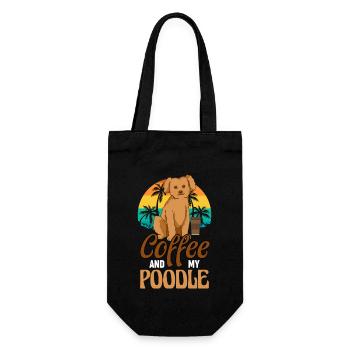 Kaffee Und Mein Pudelhund Besitzer - Geschenkbeutel für Flaschen - Schwarz - Vorne