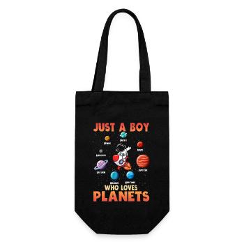 Nur ein Junge, der das Sonnensystem der Planeten liebt - Geschenkbeutel für Flaschen - Schwarz - Vorne