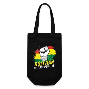 Not Bolivian But Supportive Bolivia Flag Country - Geschenkbeutel für Flaschen - Schwarz - Vorne