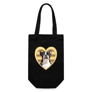 Boston Terrier - Dog Lovers - Dogs Heart - Gift Bag for Bottles - black - Front