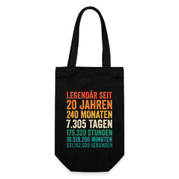 20 Jahre Zwanzigster Geburtstag - Geschenkbeutel für Flaschen - Schwarz - Vorne