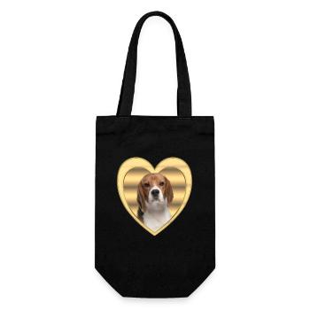 Beagle - Amoureux des chiens - Cœur de chien - Sac à bouteille - noir - Devant