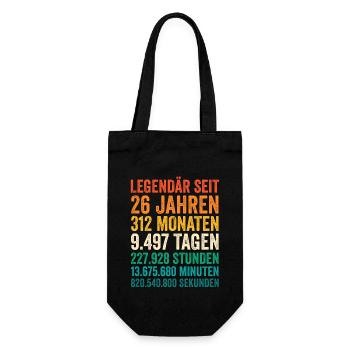 26 Jahre Sechsundzwanzigster Geburtstag - Geschenkbeutel für Flaschen - Schwarz - Vorne