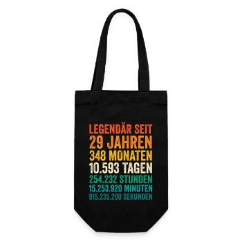29 Jahre Neunundzwanzigster Geburtstag - Geschenkbeutel für Flaschen - Schwarz - Vorne