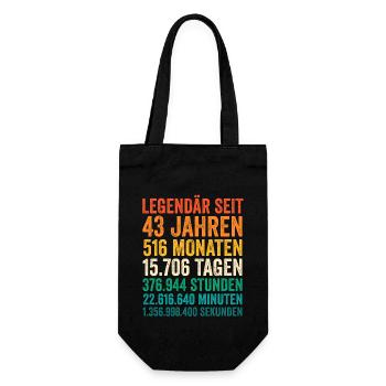 43 Jahre Fünfundvierzigster Geburtstag - Geschenkbeutel für Flaschen - Schwarz - Vorne