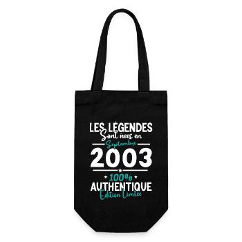 Cadeau Anniversaire septembre 2003 20 ans - Sac à bouteille - noir - Devant