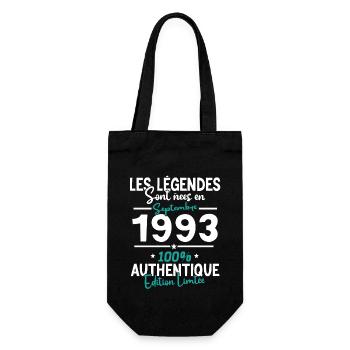 Cadeau Anniversaire septembre 1993 30 ans - Sac à bouteille - noir - Devant