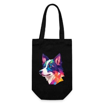 Border Collie Polygon Dogs Art Collie Dog - Gift Bag for Bottles - black - Front