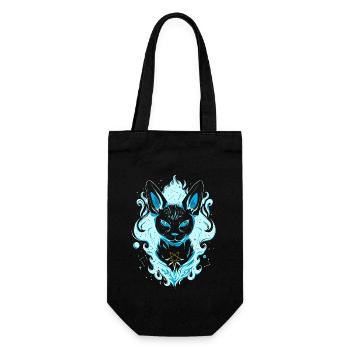 Blaue Cosmic Sphynx Katze - Geschenkbeutel für Flaschen - Schwarz - Vorne