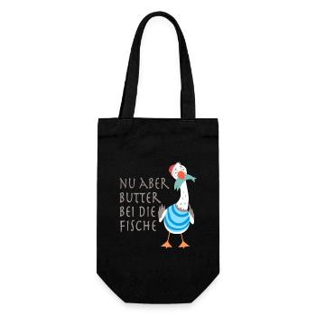 Nu aber Butter bei die Fische - Geschenkbeutel für Flaschen - Schwarz - Vorne