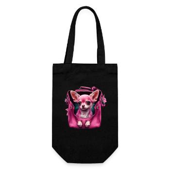 Pink Chihuahua | Rosa Handtasche Welpe Girlie - Geschenkbeutel für Flaschen - Schwarz - Vorne