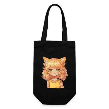 Manga Kemonomimi Katzen Mädchen Anime Kawaii Chibi - Geschenkbeutel für Flaschen - Schwarz - Vorne