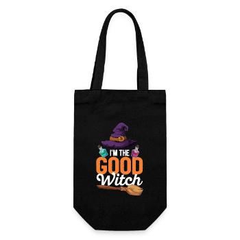 Ich bin die gute Hexe Lustig Halloween Party Hexen - Geschenkbeutel für Flaschen - Schwarz - Vorne