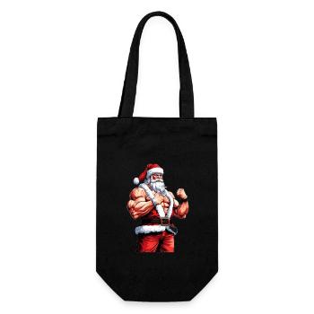 Santa's Swole Season: Weihnachts-Bodybuilder - Geschenkbeutel für Flaschen - Schwarz - Vorne