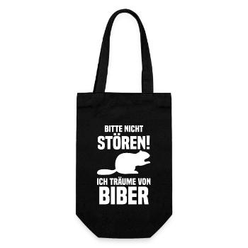 Nagetier Biberliebhaber Biber - Geschenkbeutel für Flaschen - Schwarz - Vorne
