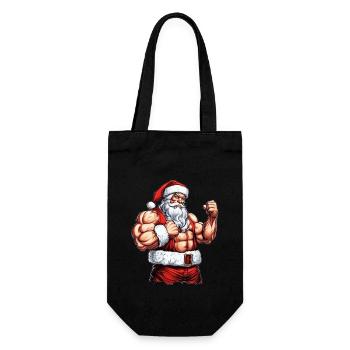 Santa's Bulk Crew: Christmas Bodybuilder Santa Mus - Gift Bag for Bottles - black - Front