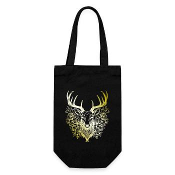 Hirsch Mandala gold - Geschenkbeutel für Flaschen - Schwarz - Vorne