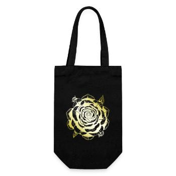 Rose Mandala gold - Geschenkbeutel für Flaschen - Schwarz - Vorne
