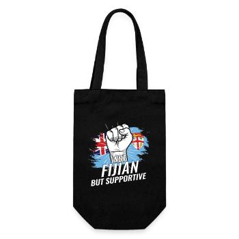 Not Fijian But Supportive Fiji Flag Country - Geschenkbeutel für Flaschen - Schwarz - Vorne