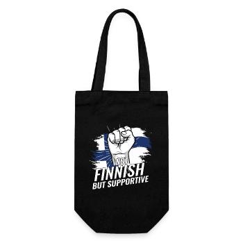 Not Finnish But Supportive Finland Flag Country - Geschenkbeutel für Flaschen - Schwarz - Vorne