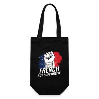 Not French But Supportive France Flag Country - Geschenkbeutel für Flaschen - Schwarz - Vorne