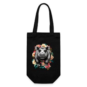 Hippopotamus flowers - Gift Bag for Bottles - black - Front