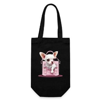 Pink Chihuahua | Rosa Handtasche Welpe Girlie - Geschenkbeutel für Flaschen - Schwarz - Vorne