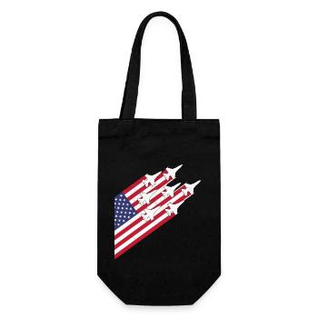USA Flag and Fighter Jets - Gift Bag for Bottles - black - Front