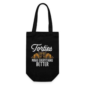 Schildpatt Katze Tortoiseshell Cat Tortie - Geschenkbeutel für Flaschen - Schwarz - Vorne