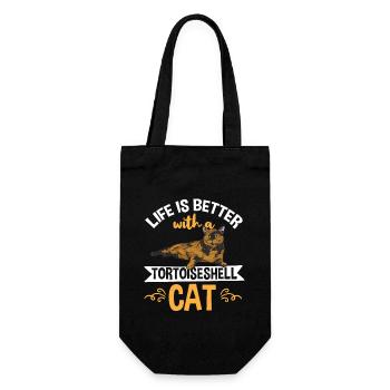 Schildpatt Katze Tortoiseshell Cat Tortie - Geschenkbeutel für Flaschen - Schwarz - Vorne