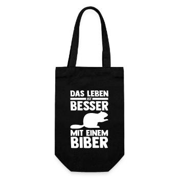 Nagetier Biberliebhaber Biber - Geschenkbeutel für Flaschen - Schwarz - Vorne