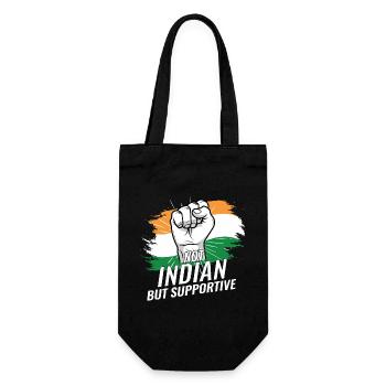 Not Indian But Supportive India Flag Country - Geschenkbeutel für Flaschen - Schwarz - Vorne