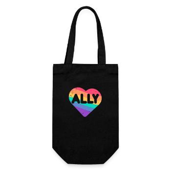 Ally Rainbow Flag Heart pour LGBT Gay Et Lesbienne - Sac à bouteille - noir - Devant