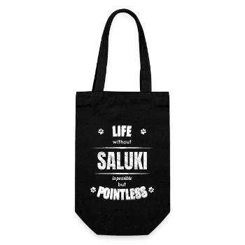 Life is possible but pointless - Saluki - Geschenkbeutel für Flaschen - Schwarz - Vorne