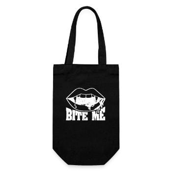Beißen Sie mich Halloween Vampir blutige Zähne - Geschenkbeutel für Flaschen - Schwarz - Vorne