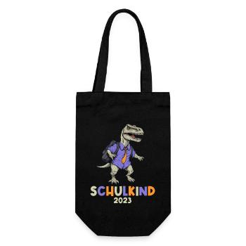 Einschulung T-Rex Dino Schulanfang Schulkind 2023 - Geschenkbeutel für Flaschen - Schwarz - Vorne