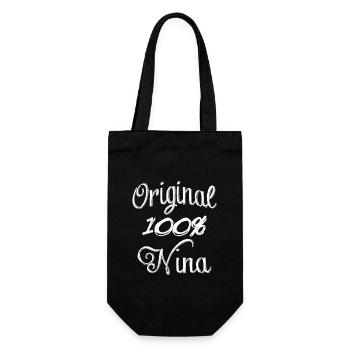 Original 100% Nina - Geschenkbeutel für Flaschen - Schwarz - Vorne